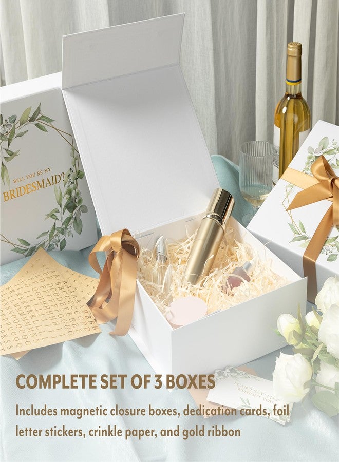 Your Perfect Day صندوق اقتراح وصيفات العروس ليومك المثالي - صناديق هدايا مغناطيسية من الورق المقوى لحفلات الزفاف - ملصقات، شريط، ورق مجعد - مجموعة من صندوقين لوصيفات العروس وصندوق واحد لوصيفة الشرف - Image 4